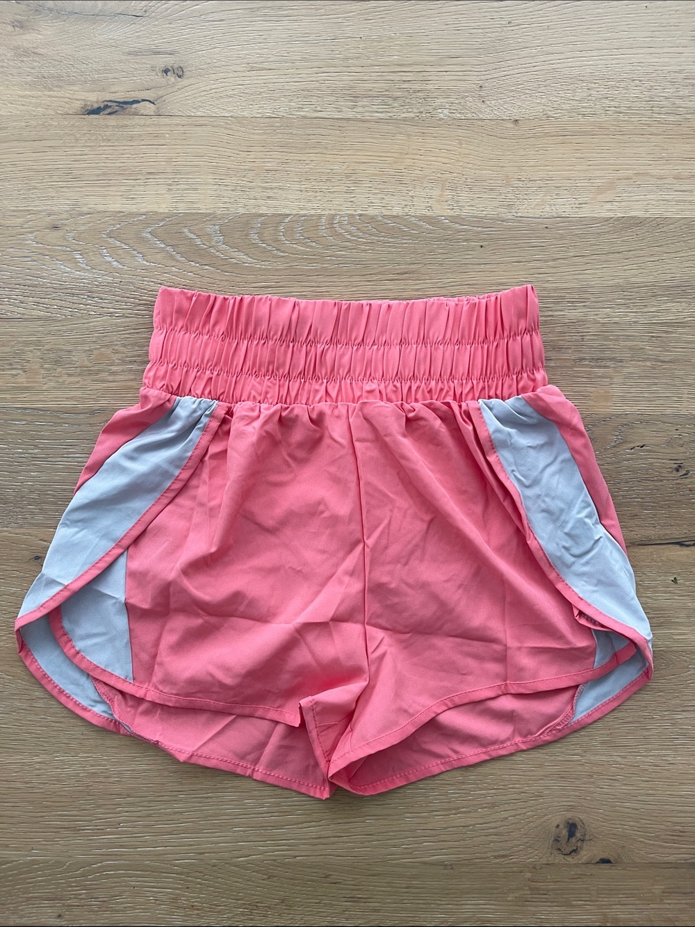 Coral Pink Women's Athletic Shorts with Contrast Trim